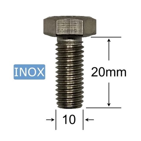 Surub Inox M10x20mm Cap Hexagonal DIN 933 A2 - 50buc/cutie