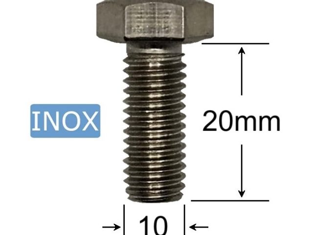 Surub Inox M10x20mm Cap Hexagonal DIN 933 A2 - 50buc/cutie