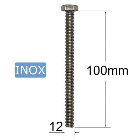 Surub Inox M12x100mm Cap Hexagonal DIN 933 A2 - 10buc/cutie