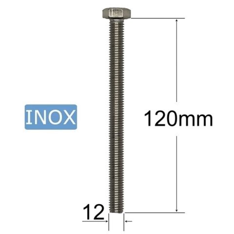 Surub Inox M12x120mm Cap Hexagonal DIN 933 A2 - 10buc/cutie