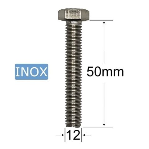 Surub Inox M12x50mm Cap Hexagonal DIN 933 A2 - 20buc/cutie
