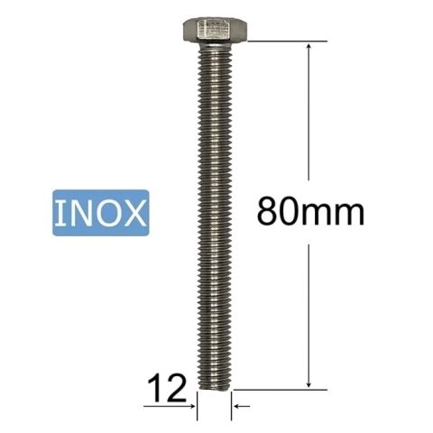 Surub Inox M12x80mm Cap Hexagonal DIN 933 A2 - 10buc/cutie