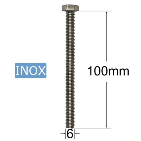 Surub Inox M6x100mm Cap Hexagonal DIN 933 A2 - 50buc/cutie