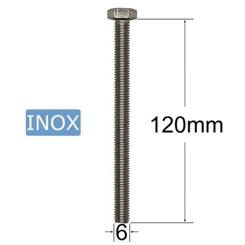 Surub Inox M6x120mm Cap Hexagonal DIN 933 A2 - 25buc/cutie