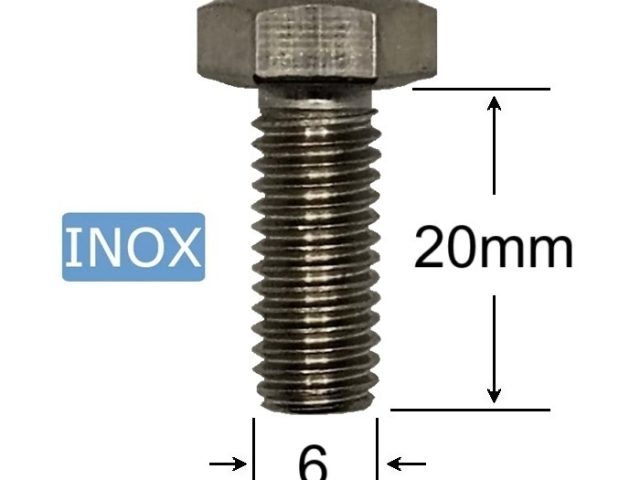 Surub Inox M6x20mm Cap Hexagonal DIN 933 A2 - 100buc/cutie