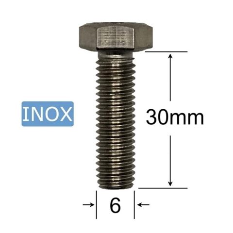 Surub Inox M6x30mm Cap Hexagonal DIN 933 A2 - 100buc/cutie