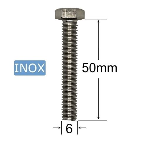 Surub Inox M6x50mm Cap Hexagonal DIN 933 A2 - 100buc/cutie