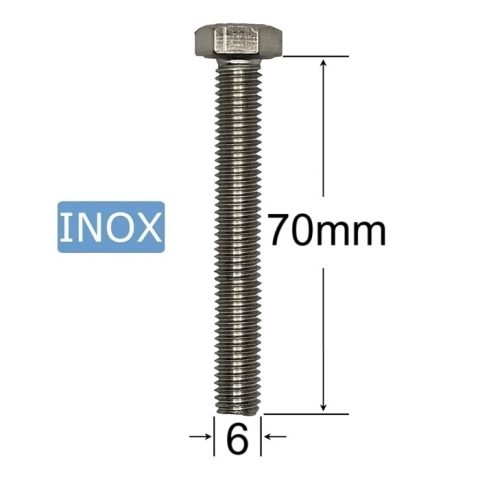 Surub Inox M6x70mm Cap Hexagonal DIN 933 A2 - 50buc/cutie