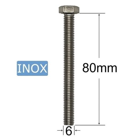 Surub Inox M6x80mm Cap Hexagonal DIN 933 A2 - 50buc/cutie