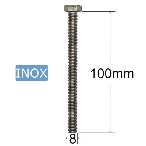 Surub Inox M8x100mm Cap Hexagonal DIN 933 A2 - 25buc/cutie