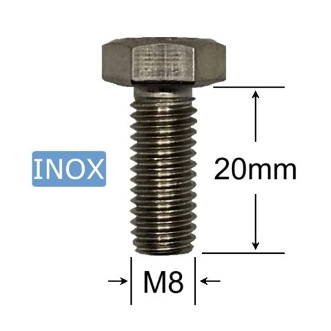 Surub Inox M8x20mm Cap Hexagonal DIN 933 A2 - 100 buc/cutie