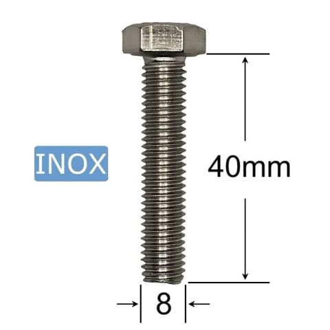 Surub Inox M8x40mm Cap Hexagonal DIN 933 A2 - 50 buc/cutie