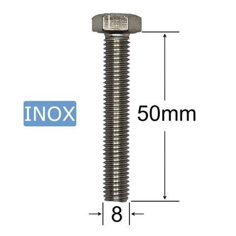 Surub Inox M8x50mm Cap Hexagonal DIN 933 A2 - 50 buc/cutie