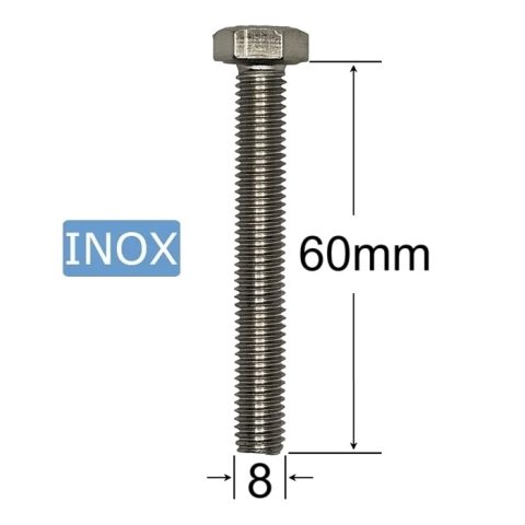 Surub Inox M8x60mm Cap Hexagonal DIN 933 A2 - 50 buc/cutie