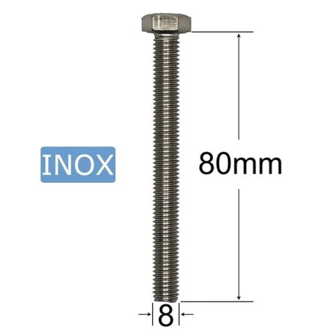 Surub Inox M8x80mm Cap Hexagonal DIN 933 A2 - 25buc/cutie