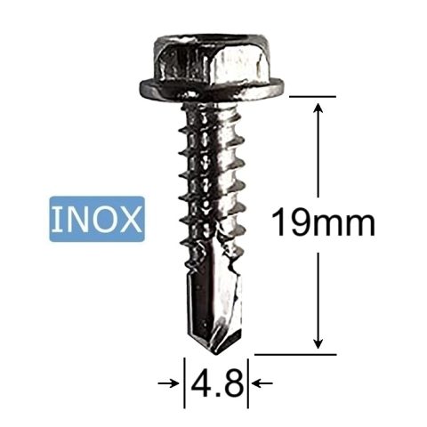 Surub Autoforant Inox 4.8x19mm Cap Hexagonal DIN 7504K A2 - 200buc/cutie