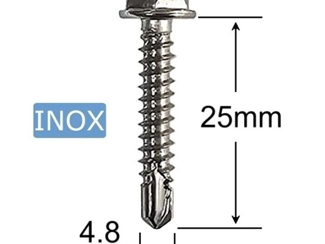 Surub Autoforant Inox 4.8x25mm Cap Hexagonal DIN 7504K A2 - 200buc/cutie