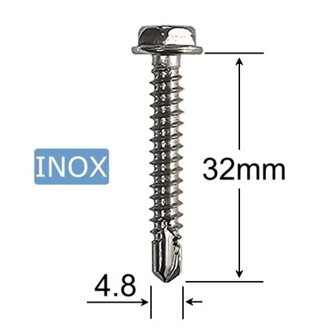 Surub Autoforant Inox 4.8x32mm Cap Hexagonal DIN 7504K A2 - 100Buc/cutie