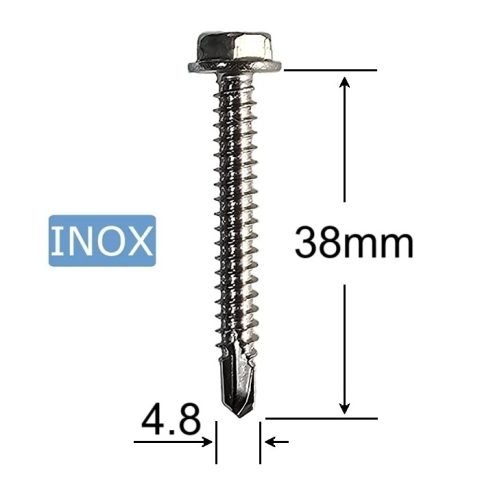 Surub Autoforant Inox 4.8x38mm Cap Hexagonal DIN 7504K A2 - 100Buc/cutie