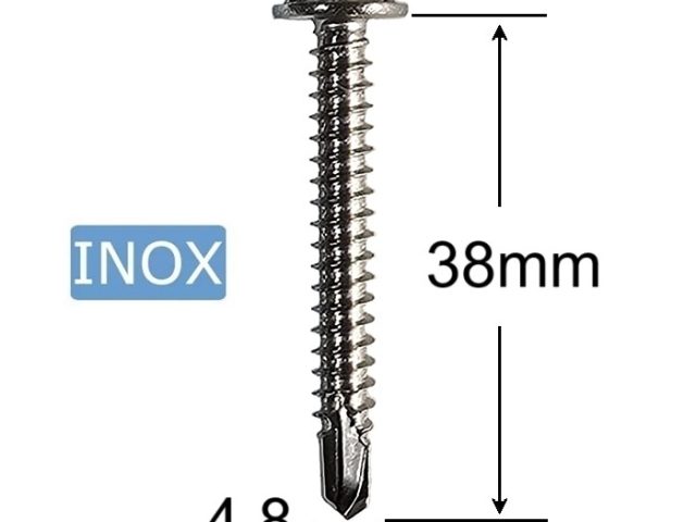 Surub Autoforant Inox 4.8x38mm Cap Hexagonal DIN 7504K A2 - 100Buc/cutie