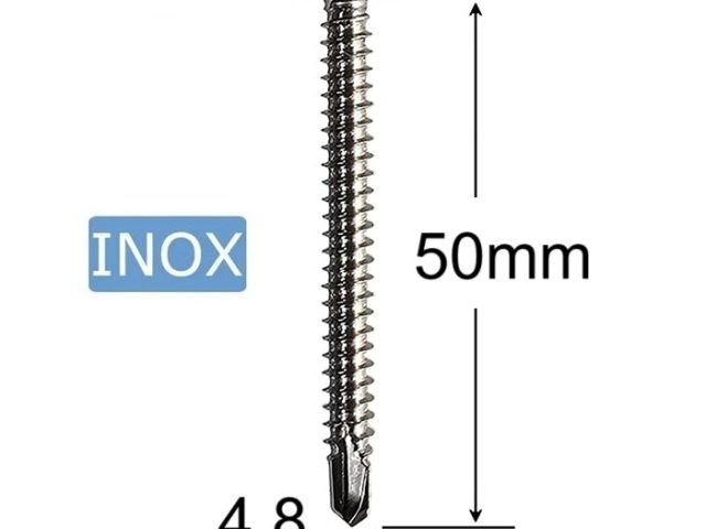 Surub Autoforant Inox 4.8x50mm Cap Hexagonal DIN 7504K A2 - 100Buc/cutie