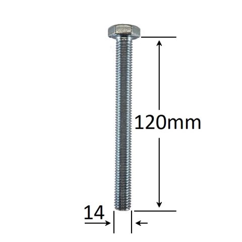 Surub Filet Metric M14x120mm Cap Hexagonal DIN 933 Gr.8.8 Zincat - 25buc/cutie