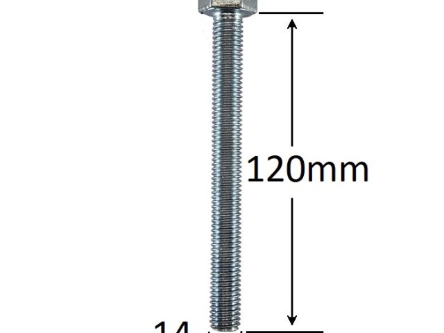 Surub Filet Metric M14x120mm Cap Hexagonal DIN 933 Gr.8.8 Zincat - 25buc/cutie