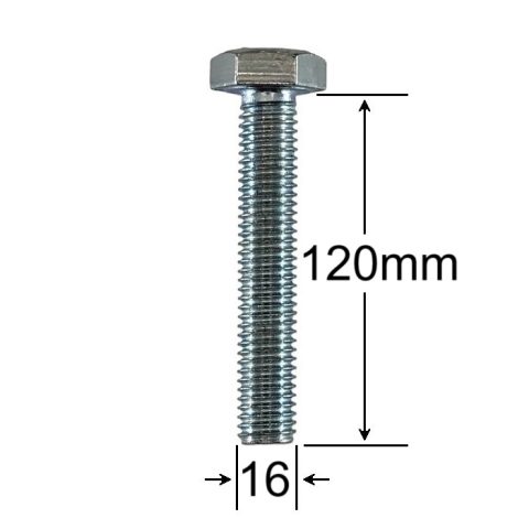 Surub Filet Metric M16x120mm Cap Hexagonal DIN 933 Gr.8.8 Zincat - 20buc/cutie