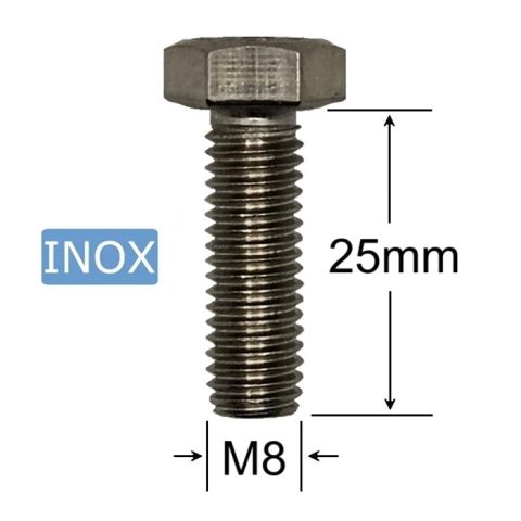 Surub Inox A2 M8x25mm Cap Hexagonal DIN 933 - 50 buc/cutie