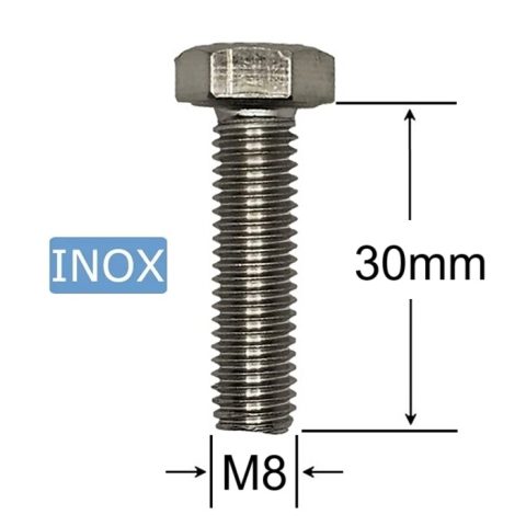 Surub Inox A2 M8x30mm Cap Hexagonal DIN 933 - 50 buc/cutie