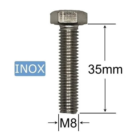 Surub Inox A2 M8x35mm Cap Hexagonal DIN 933 - 50 buc/cutie