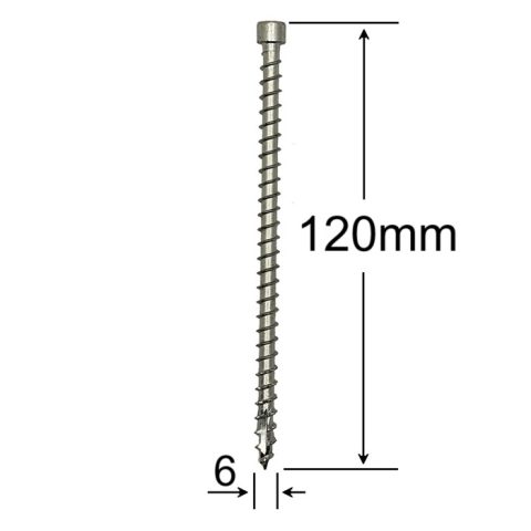 Surub Lemn Cap Cilindric 6x120mm Torx TX30 - 100buc/cutie