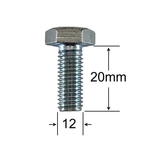 Surub Filet Metric M12x20mm Cap Hexagonal DIN 933 Gr.8.8 Zincat - 50buc/cutie