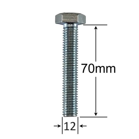 Surub Filet Metric M12x70mm Cap Hexagonal DIN 933 Gr.8.8 Zincat - 25buc/cutie