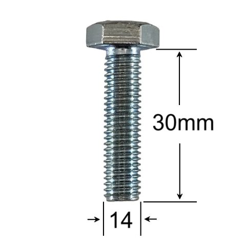 Surub Filet Metric M14x30mm Cap Hexagonal DIN 933 Gr.8.8 Zincat - 25buc/cutie