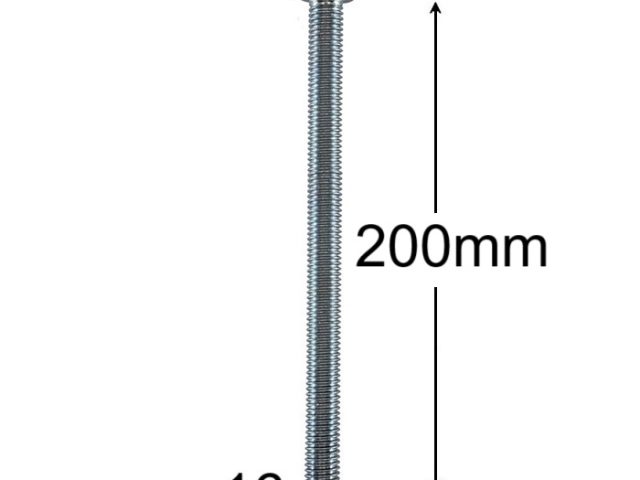 Surub Filet Metric M16x200mm Cap Hexagonal DIN 933 Gr.8.8 Zincat - 10buc/cutie
