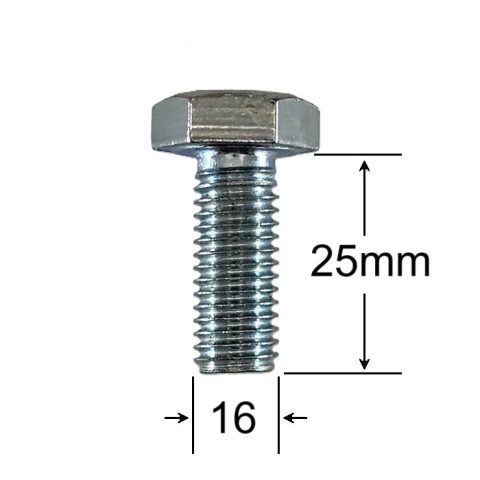 Surub Filet Metric M16x25mm Cap Hexagonal DIN 933 Gr.8.8 Zincat - 25buc/cutie