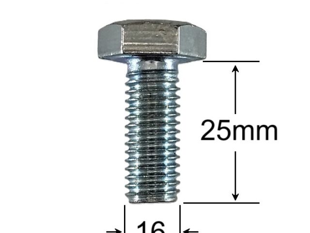 Surub Filet Metric M16x25mm Cap Hexagonal DIN 933 Gr.8.8 Zincat - 25buc/cutie