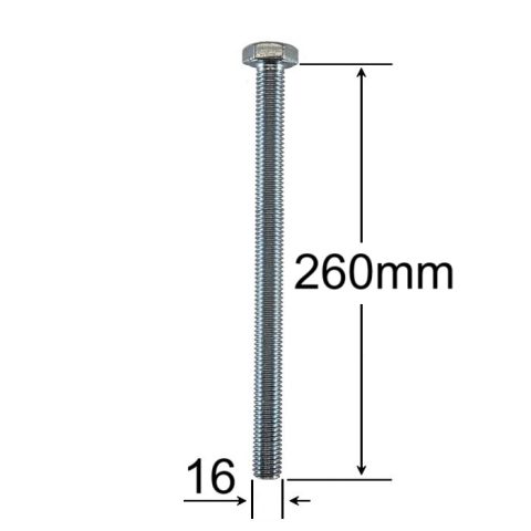 Surub Filet Metric M16x260mm Cap Hexagonal DIN 933 Gr.8.8 Zincat - 10buc/cutie