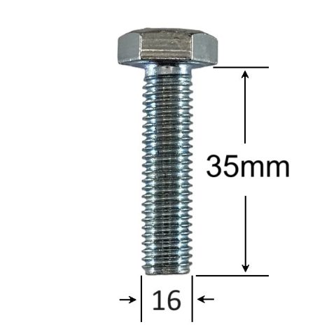 Surub Filet Metric M16x35mm Cap Hexagonal DIN 933 Gr.8.8 Zincat - 25buc/cutie