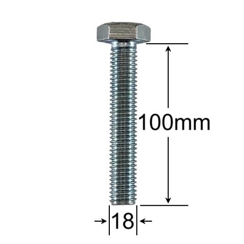 Surub Filet Metric M18x100mm Cap Hexagonal DIN 933 Gr.8.8 Zincat - 20buc/cutie