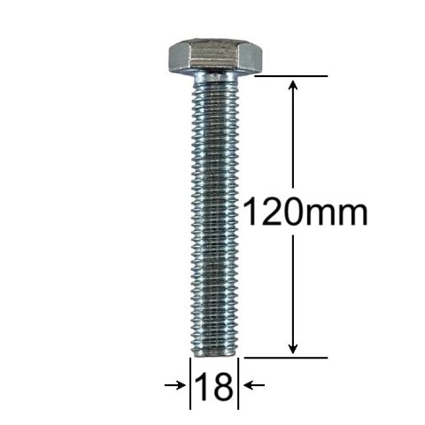 Surub Filet Metric M18x120mm Cap Hexagonal DIN 933 Gr.8.8 Zincat - 20buc/cutie