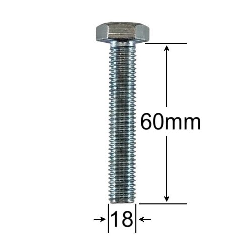 Surub Filet Metric M18x60mm Cap Hexagonal DIN 933 Gr.8.8 Zincat - 25buc/cutie