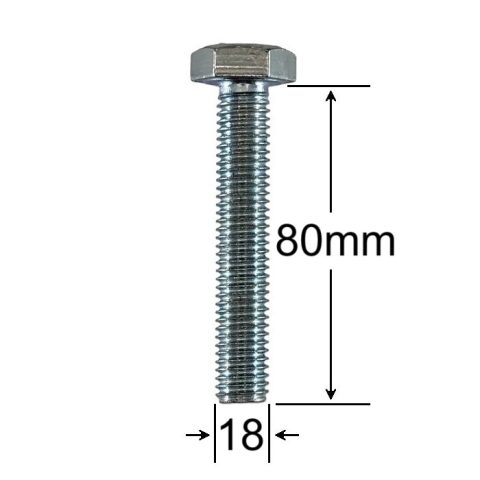 Surub Filet Metric M18x80mm Cap Hexagonal DIN 933 Gr.8.8 Zincat - 25buc/cutie