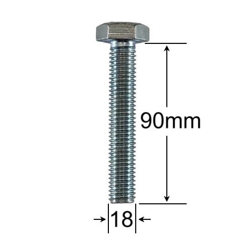 Surub Filet Metric M18x90mm Cap Hexagonal DIN 933 Gr.8.8 Zincat - 25buc/cutie