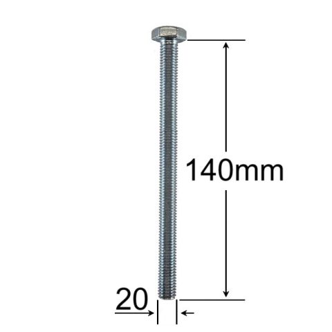 Surub Filet Metric M20x140mm Cap Hexagonal DIN 933 Gr.8.8 Zincat - 10buc/cutie