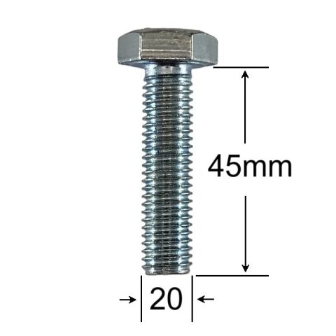 Surub Filet Metric M20x45mm Cap Hexagonal DIN 933 Gr.8.8 Zincat - 25buc/cutie