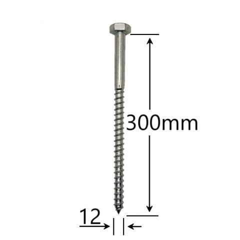 Holsurub Lemn Cap Hexagonal 12x300mm DIN 571 – 25 Buc/Cutie
