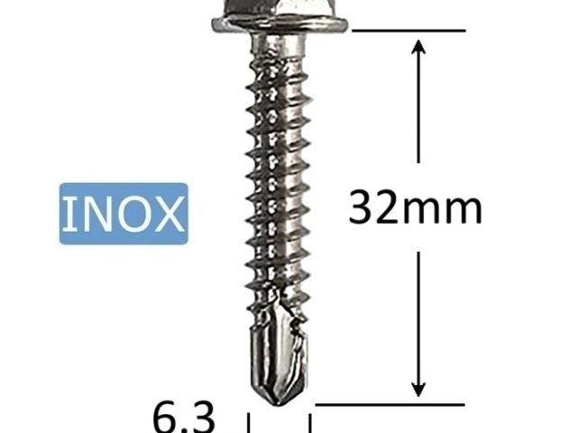 Surub Autoforant Inox 6.3x32mm Cap Hexagonal - 50buc/cutie
