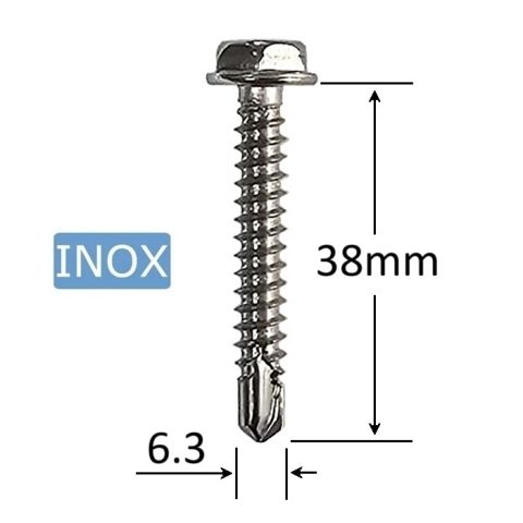 Surub Autoforant Inox 6.3x38mm Cap Hexagonal - 50buc/cutie